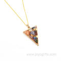 China Supplier Gold Color Triangle Chip Crystal Fang Necklace for Women Accessories